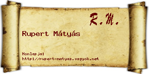 Rupert Mátyás névjegykártya